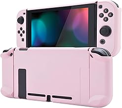 eXtremeRate PlayVital Back Cover for Nintendo Switch Console, NS Joycon Handheld Separable Protector Hard Shell, Dockable Protective Case for Nintendo Switch - Peach Blossom Pink (NOT for Switch 2)
