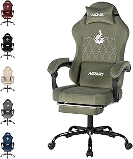 Ergonomic Gaming Chair Video Gamer Chairs Gaming Computer Chairs Gamer Chairs for Adults Massage Lumbar Support Swivel Height Adjustable Headrest Backrest Green