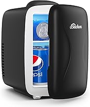 BEICHEN Mini Fridge, 4 Liter/6 Can Portable Cooler and Warmer Fridge for Drinks Skincare Food – Fast Cooling & Ultra-Quiet, Small Compact Refrigerator for Bedroom, Cosmetics, Office and Car(Black)