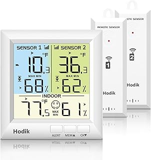 Hodik Digital wireless Thermometer, Fridge Freezer Alarm Thermometer Digital with 3 Adjustable Backlight and 330FT Remote Range for Kitchen Home Restaurant