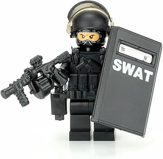 1.6 Inches Tall SWAT Police Officer Heavy Riot Control Custom Minifigure | Packaged in the USA | Genuine Military Minifig | Great Gift for Ages 10+ to Adult AFOL