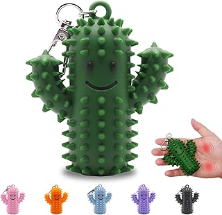 1 PCS Little Ouchies Pain Fidget，Silicone Cactus Stim Tools for Adults, Sensory Pain Stim Fidget Toy, Spiky Grippy Stim Keychain, Anxiety Relief Items Fidget, Fun Gift for Friends and Family (Green)