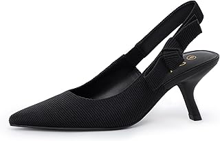 Women's Slingback Kitten Heels Closed Pointed Toe Bowknot Pumps Dress Shoes for Work Wedding Dancing Party