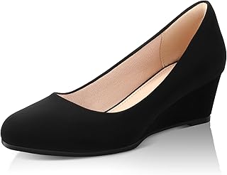 Black Nude Silver Gold Wedges for Women, Low Heel Women's Wedge Comfortable Closed Toe Women Pumps Dress Shoes -2Inch