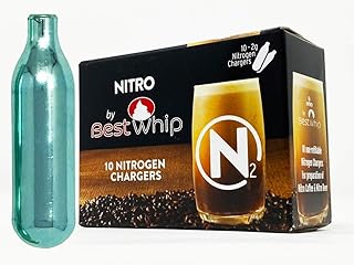 Pure Nitrogen Cartridges for Nitro Cold Brew Coffee - N2 Cartridge 10-Pack – For Use with Nitro Cold Brew Coffee Dispenser - Nitro Chargers for NCB Coffee, Cocktails, Tea - 2 gram Cartridges