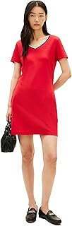 Women's Short Sleeve Cotton V-Neck T-Shirt Dress Casual Dress Loose Fit