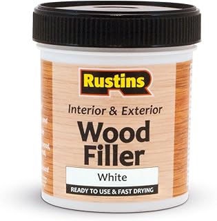 RUSTINS Acrylic Wood Filler, White, 400g - Multi-Purpose Wood Repair Compound for Cracks, Gaps, & Surface Imperfections – Quick-Drying, Sandable, & Paintable for Interior & Exterior Use
