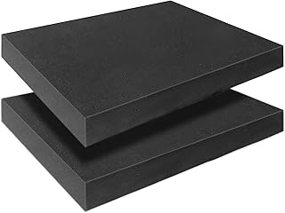 Black Polyurethane Foam Inserts for Cases, 2 Pcs 16 x 12 x 2 Inch, Cuttable Packing Padding for Tool Box, Camera, Crafts and Storage