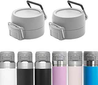 2 Pack Replacement Lids Compatible with Stanley Quick Flip GO 24oz 36oz Water Bottle, Top Cover Cap with Carry Loop, Leakproof Auto Flip Lids Accessories for Stanley Quick Flip GO (Gray)