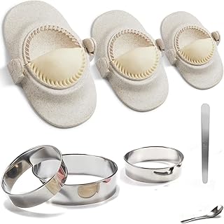 3 Sizes Empanada Maker Press, Multiple Size Dumpling Maker Set with Dough Cutter, Dumpling Mold Set for Pierogi, Pastelitos, Calzone, Turnovers, Chinese Dumpling (4.2"/3"/2.6")