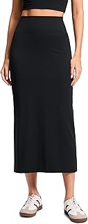 Butterlift Maxi Pencil Skirt for Women - High Waisted Bodycon Casual Travel Skort with Back Slit