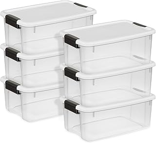 Sterilite 6-Pack Ultra Latching Box, Storage Bins with Lids, Clear Plastic, 18 Qt – Large Heavy-Duty Organizing Bin Containers for Home, Closet, Kitchen, Pantry, Bathroom, and Office