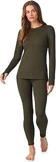 Womens Heavyweight Cold Weather Fleece Lined Thermal Set – Long Sleeve Top & Leggings - Winter Lounge Sets