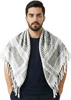 100% Cotton Palestinian Keffiyeh Scarf, Military Shemagh Tactical Desert Scarf Head Neck Wrap for Men and Women