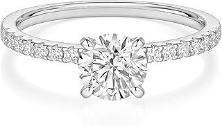 925 Sterling Silver 1.2 CT Round Solitaire Cubic Zirconia Engagement Ring Halo Promise Ring Size 3-13