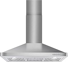COS-63190 36 in. Vista Collection 380 CFM Ducted Wall Mount Range Hood, Button Controls, LED Lights, Stainless Steel