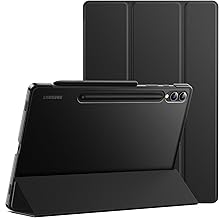 Case for Samsung Galaxy Tab S10 Plus/Tab S9 Plus 12.4-Inch, Translucent Back Tri-Fold Stand Protective Tablet Cover, Support S Pen Charging, Auto Wake/Sleep (Black)