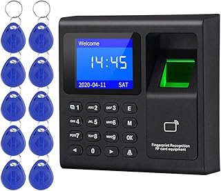 LIBO Intelligent Biometric Fingerprint Time Attendance Machine Time Clock Recorder Employee Check-in Device Access Control Keypad with RFID Key fobs