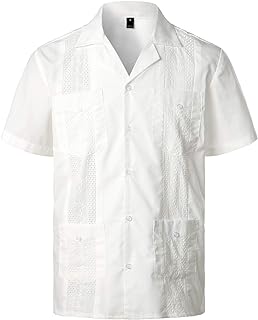 Mens Short Sleeve Button Down Cuban Guayabera Shirts