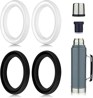 4pcs Silicone Replacement Gaskets Classic for Stanley, Sealing O Ring Gasket for Thermos Lid Compatible with Stanley Classic 20oz 1.0 QT 1.5 QT 2 QT 2.5 QT Vacuum Bottle Stopper (Black, White)