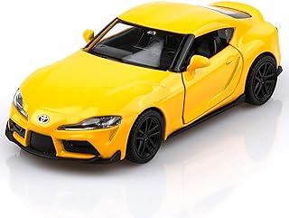 TOKAXI 1/36 Scale Toyota Supra Toy Car,Toyota Supra Diecast Car Model,Pull Back Toy Cars,Cars Gifts for Boys Girls(Yellow)