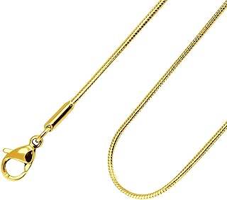 555Jewelry 1.2mm Stainless Steel Snake Chain Necklace for Men & Women, 16-28 Inch