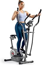 Elliptical and Bike Exercise Machine, Ultra Silent Adjustable Resistance Levels Cross Trainer for Home Gym with Pulse Rate Grips, LCD Monitor via Bluetooth SunnyFit App Access