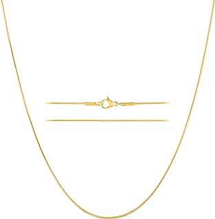 KISPER 24k Gold Snake Chain Necklace – Thin, Dainty, Gold Plated Stainless Steel Jewelry for Women & Men with Lobster Clasp