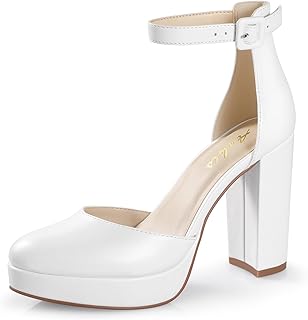 Black Platform Closed Toe Heels for Women, Womens Heels Closed Round Toe Chunky Block Pumps Shoes, 4 Inch