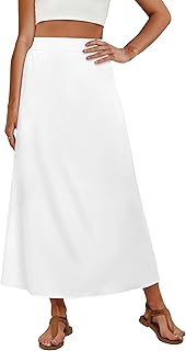 Womens Maxi Long Skirts with Pockets Stretchy Spring Summer Boho Casual Flowy Trendy