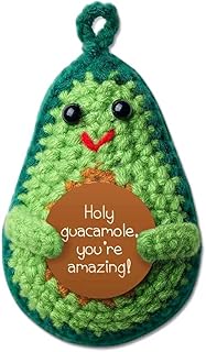 Avocado Crochet Doll “Holy Guacamole You’re Amazing” – Cute Handmade Plush Gift, Funny Appreciation Gift for Friends, Coworkers, Kids, Couples, Desk Decor, Small Inspirational Gift