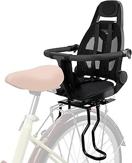 XIEEIX Rear Child Bike Seat,Rear Mounted Child Bike Seats,Back Mount Child Seat with Back Rest Armrest Foot Pedals,Width Adjustable Bicycle Rear Seat,Fits All Bicycle Rear Frames