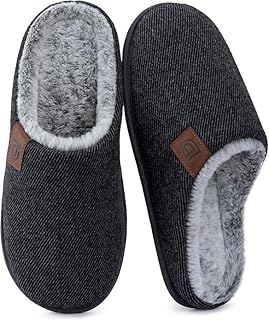 Men's Comfy Slip-on Slippers, Memory Foam Scuff House Shoes for Men Indoor Outdoor with Rubber Sole, for Father