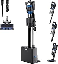 Stylus Elite NEC490BL Cordless Stick Vacuum, 350W Powerful Suction, Self-Emptying Station, 60-Min Runtime, Anti-Tangle Brushroll, 5-Layer HEPA Filtration, Ideal for Pet Hair&All Floor Types
