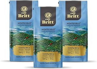 Café Britt® - Costa Rican Montecielo, Coffee From Tarrazu (10.5 oz.) (3-Pack) - Ground, Arabica Coffee, Kosher, Gluten Free, 100% Gourmet & Medium Dark Roast