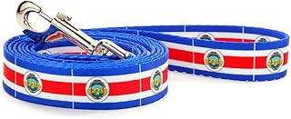 Dog Leash with The Costa Rica Flag Design | Great for National Holidays, Special Events, Festivals, Independence Days and Every Day Strong Safe | 4 or 6 Foot Long