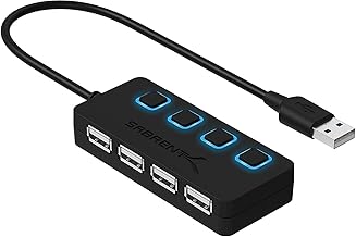 SABRENT 4 Port USB 2.0 Data Hub with Individual LED lit Power Switches [Charging NOT Supported] for Mac & PC (HB-UMLS)