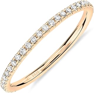 Gold Plated Solid 925 Sterling Silver CZ Simulated Diamond Stackable Ring Eternity Bands for Women