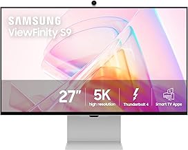 27" ViewFinity S9 Series 5K Computer Monitor, Thunderbolt 4, DisplayPort, Matte Display, 4K Slimfit-Camera, Slim Metal Design, AirPlay, Smart-TV Apps, Gaming Hub, LS27C900PANXZA