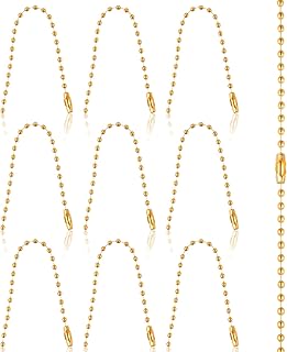 10 Pcs Gold Ball Chain 4.7 Inch Bead Extension Keychain Cord Bead Chain with Connector Clasp for DIY Crafts, Jewelry Making, Keychain, Dog Tag, Decoration