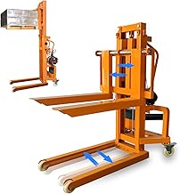 Electric Material Lift Pallet Stacker| 660lbs Capacity Forklift | 47.24" Max Remote Control Lift | Adjustable Forks&Base | Ideal for Warehouse, Garage, Logistics丨Battery Powered Forklift