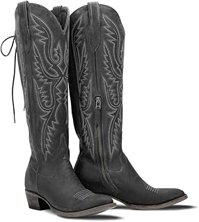 Over the Knee Cowboy Boots for Women Adjustable Thigh High Cowgirl Boots
