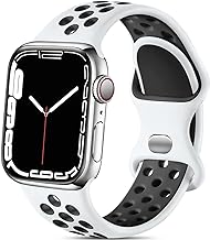 Compatible with Apple Watch Band 40mm Series 11 10 42mm 38mm 41mm Women Men, Soft Silicone Sport Replacement Breathable Strap Band for iWatch SE 3 2nd Gen Series 6 5 4 3 2 1 White/Black, S/M