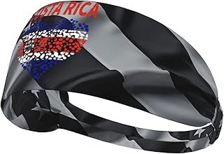 Costa Rica Flag Heart Costa Rican Athletic Headband Sweat Resistant Perfect Gym Outdoor Activities Running Men Women