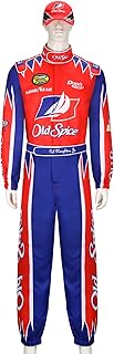 Adult Men Race Car Driver Costume Jumpsuit Cap Hat Outfit Youth Boys Talladega Nights Racing Halloween Cosplay Suit