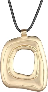 Jeilwiy Chunky Necklaces for Women Leather Cord Necklace with Pendant Boho Long Sweater Necklace Vintage Jewelry
