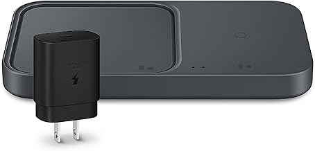 15W Wireless Charger Duo w/USB C Cable, Charge 2 Devices at Once, Cordless Super Fast Charging Pad for Galaxy Phones and Devices, 2022, US Version, Black