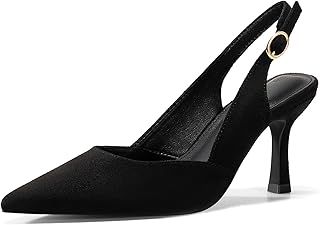 Women's Slingback Kitten Heels Closed Pointed Toe Backless Wedding Party Dress Pumps Shoes