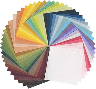 [50 Sheets] Mixed Korean Traditional Mulberry Paper HanJi ( 6 x 6 inches ) | Colored Paper | Folding Handmade Art Design Craft (Mixed Handmade Soonji)
