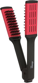 Diane Ceramic Straightening Brush with Nylon Bristles for Smoothing and Styling Thick Coarse Hair, Double-Sided Hair Straightener Brush, 2-in-1 Smoothing Hair Brush, Gently Removes Tangles